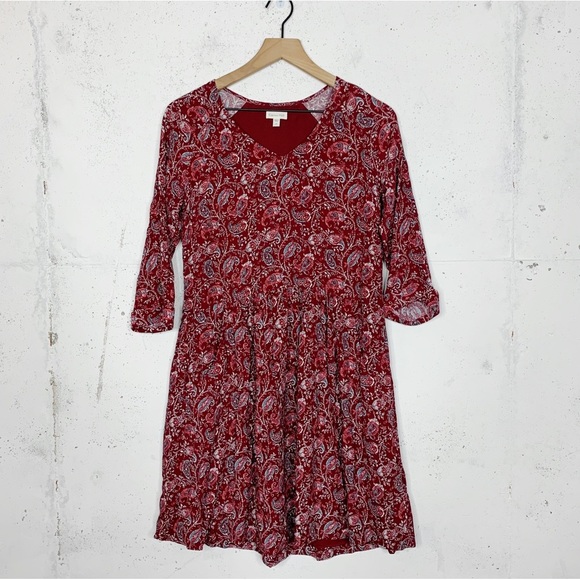 Garnet Hill Paisley Print Floral Longe Sleeve Dress Size 4 - Picture 1 of 11